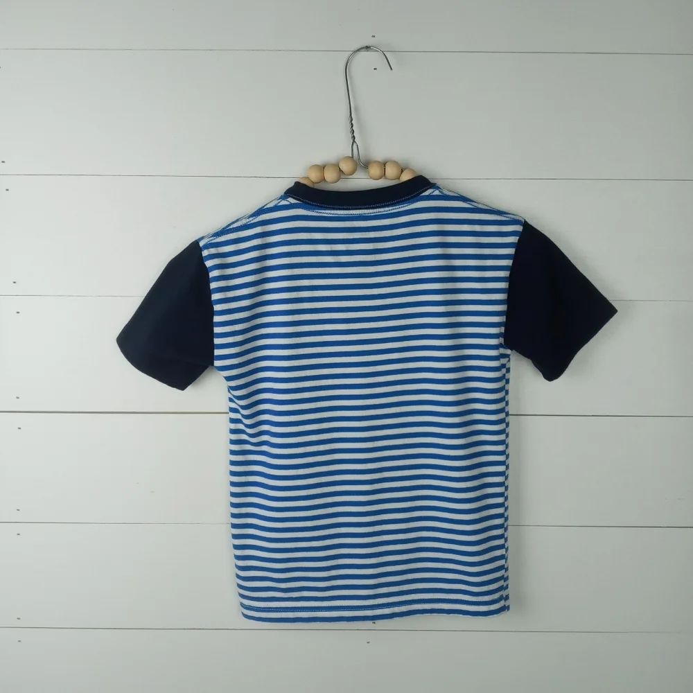 Tommy Hilfiger boys size 5 royal blue white striped, raised stitched letter logo